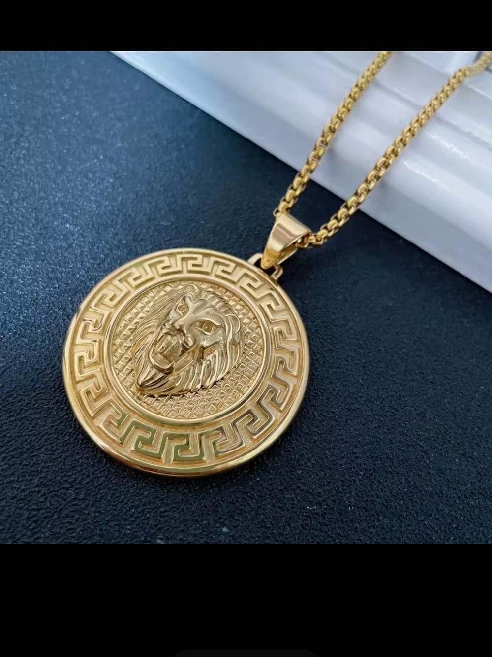 Gold Lion Medallion Pendant Only